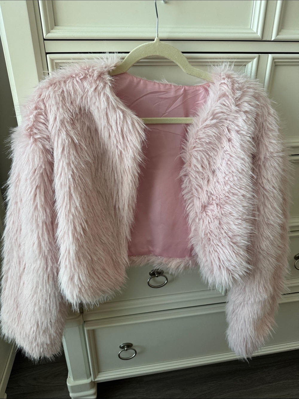 Amazon Pink Faux Fur Jacket